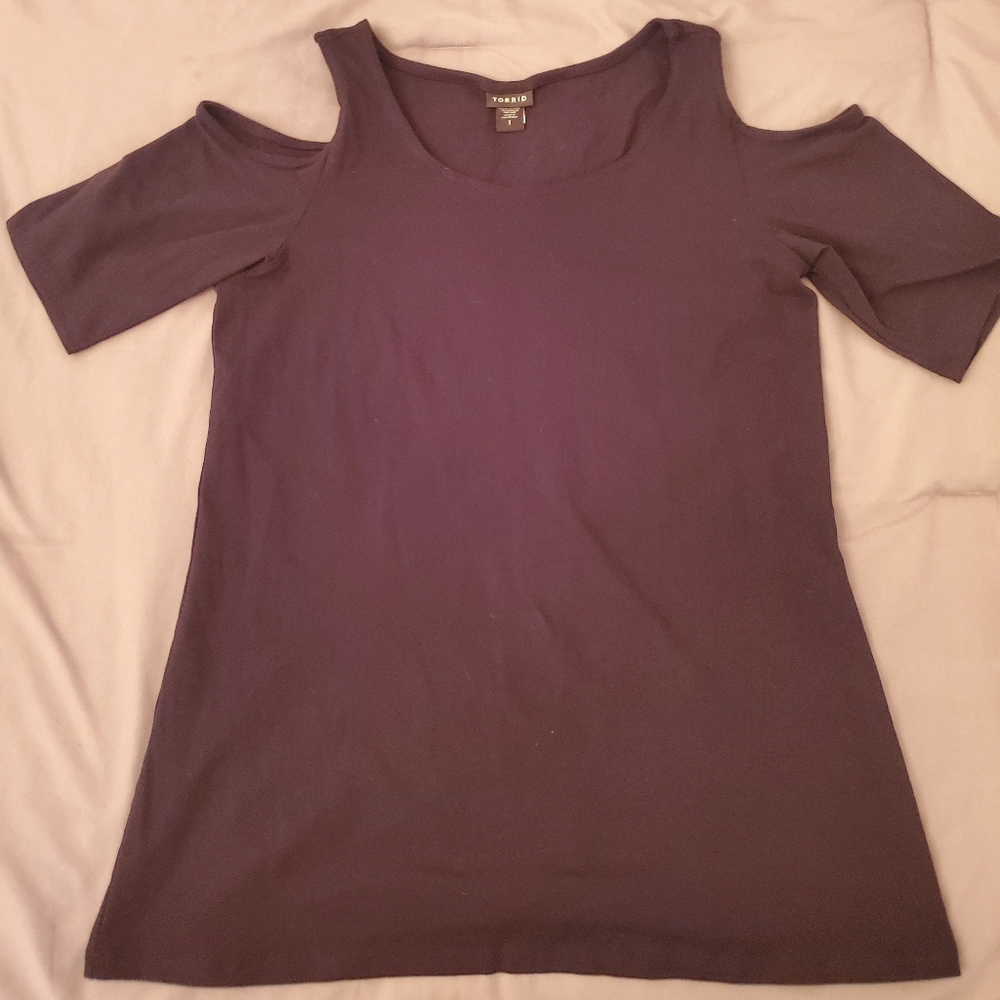 Torrid Black Cold Shoulder Top Size 1